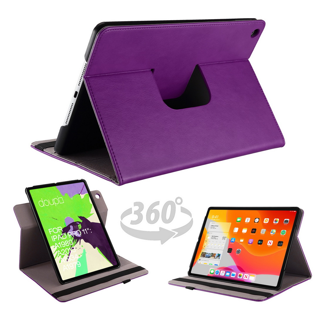 Doupi 360° Drehbare Schutzhülle Für IPad Mini 1/2/3 – Mit Smart Cover, Ständerfunktion & Sleep/Wake In Lila